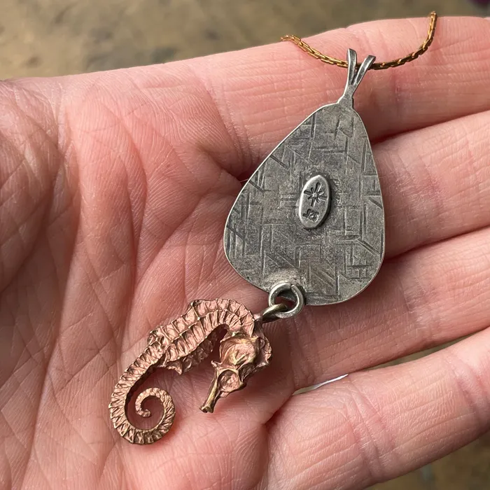 Necklaces Silver Moon Alchemy Chrysocolla and Seahorse Necklace