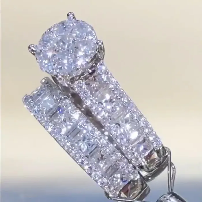 Rings Shineofdiamond Sale Stunning Round Cut Sterling Silver Wedding Bridal Set