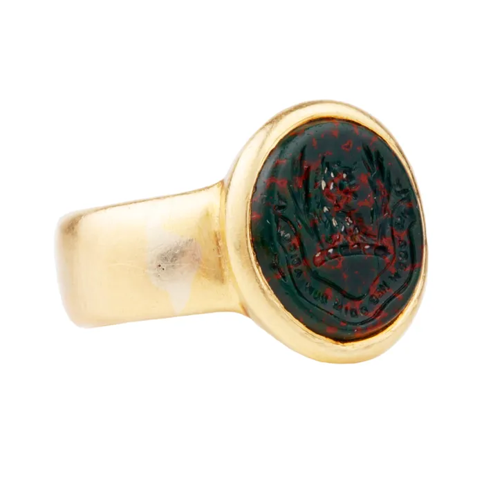 Rings Bell Bird Antiques Victorian Bloodstone Signet Ring