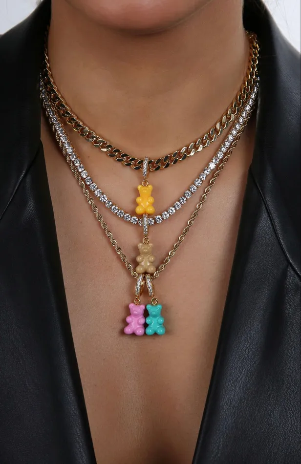 Rings Crystal Haze Jewelry Nostalgia bear Pave Connector Salt Caramel