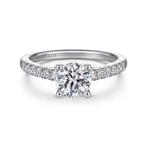 Rings GABRIEL CO Jones 14K White Gold Round Diamond Engagement Ring Setting Only