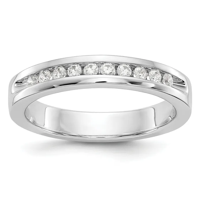 020ct CZ Solid Real 14K White Gold 10Stone Channel Wedding Band Ring Goldia Rings