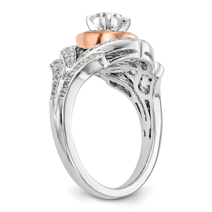 050ct CZ Solid Real 14K Twotone Peg Set Halo Engagement Ring Goldia Rings