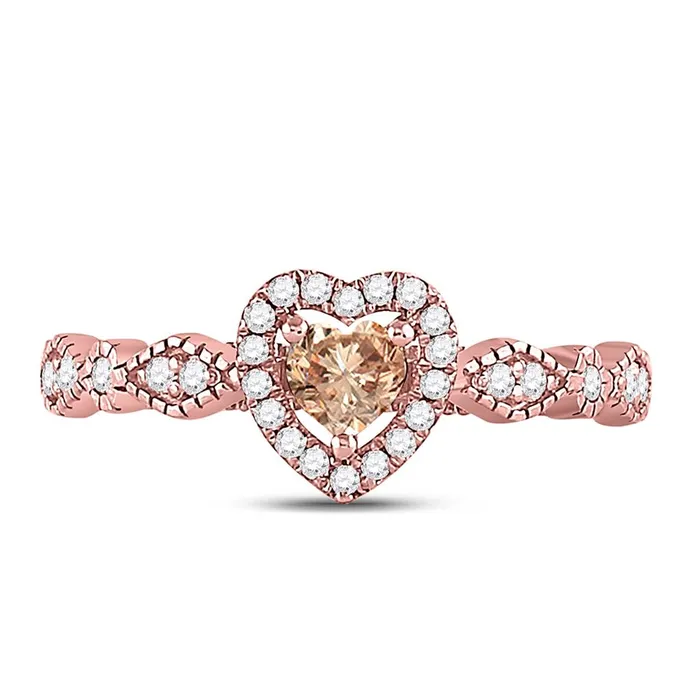 10k Rose Gold Heart Morganite Solitaire Diamond Ring 12 Cttw gndatlanta Rings