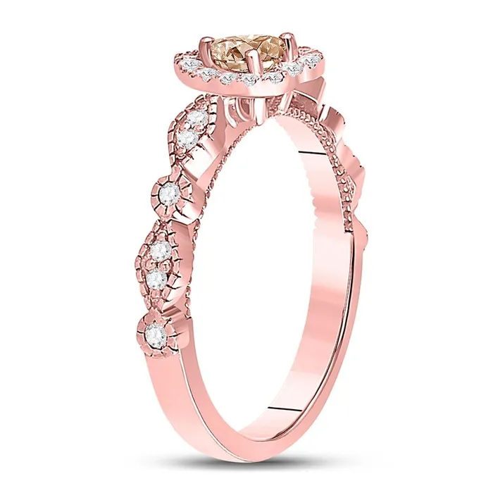 10k Rose Gold Heart Morganite Solitaire Diamond Ring 12 Cttw gndatlanta Rings