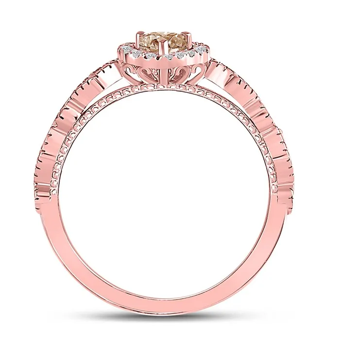10k Rose Gold Heart Morganite Solitaire Diamond Ring 12 Cttw gndatlanta Rings