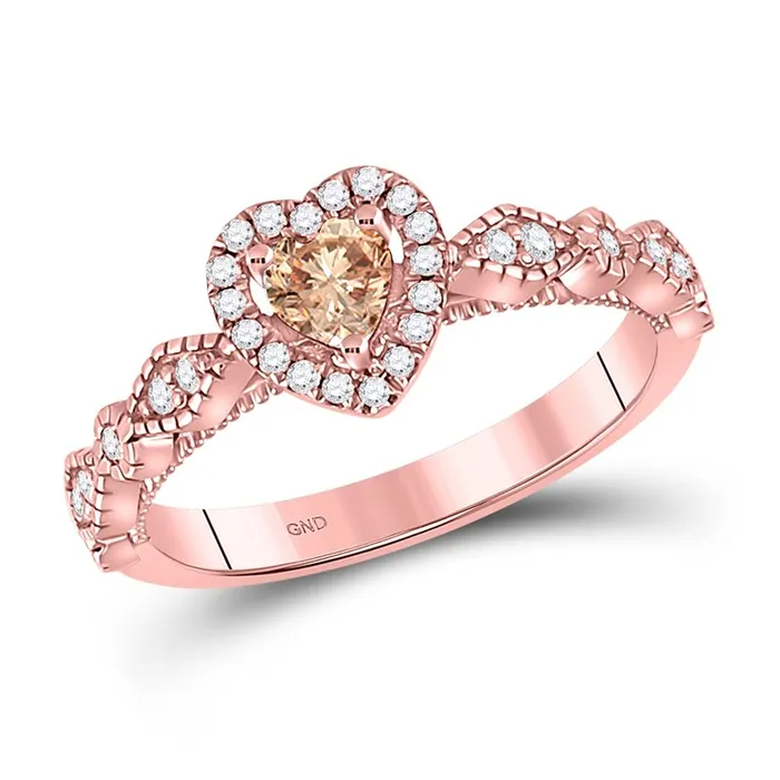 10k Rose Gold Heart Morganite Solitaire Diamond Ring 12 Cttw gndatlanta Rings