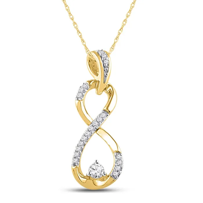 10k Yellow Gold Round Diamond Vertical Infinity Pendant 15 Cttw gndatlanta Necklaces 10k Yellow Gold Round Diamond Vertical Infinity Pendant 15 Cttw gndatlanta Necklaces