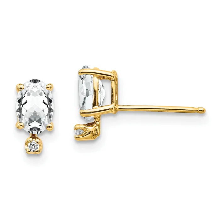 14k Diamond and White Topaz Birthstone Earrings goldiaca Earrings