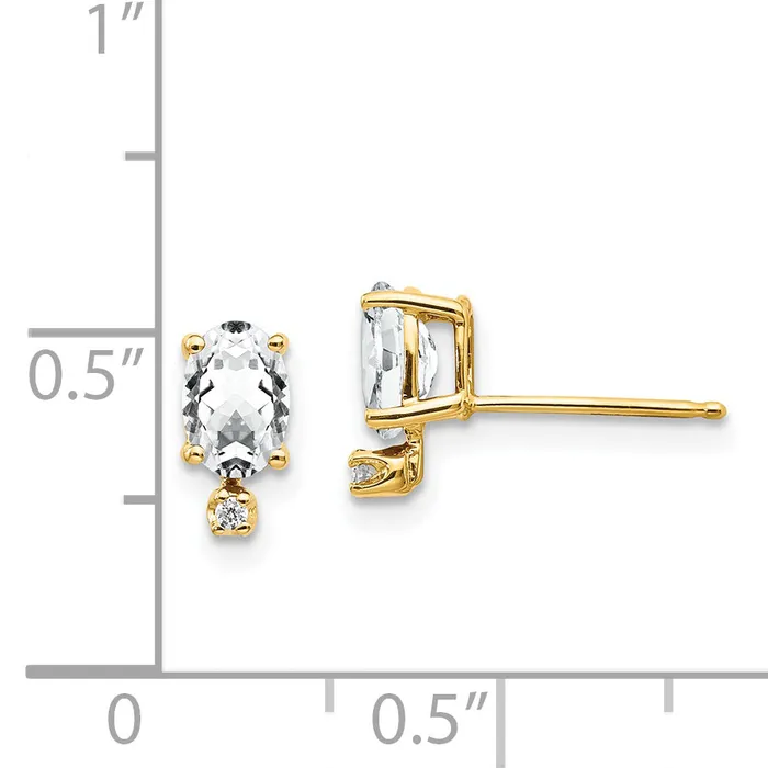 14k Diamond and White Topaz Birthstone Earrings goldiaca Earrings