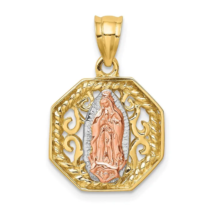 14k Twotone Gold White Rhodium Polished Guadalupe Pendant Goldia Rings