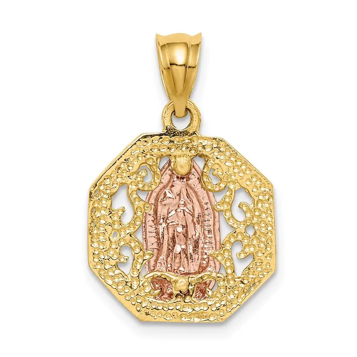 14k Twotone Gold White Rhodium Polished Guadalupe Pendant Goldia Rings