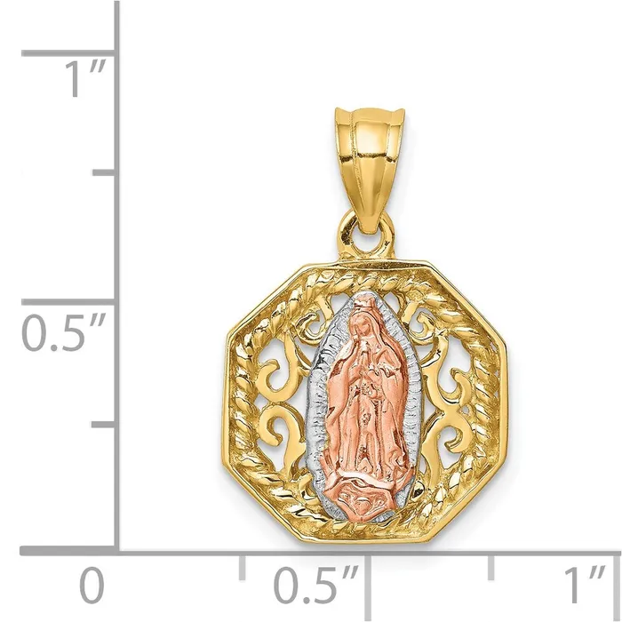 14k Twotone Gold White Rhodium Polished Guadalupe Pendant Goldia Rings
