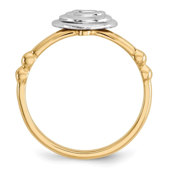 14k TwoTone Gold with White Polished Heart Ring Goldia Rings