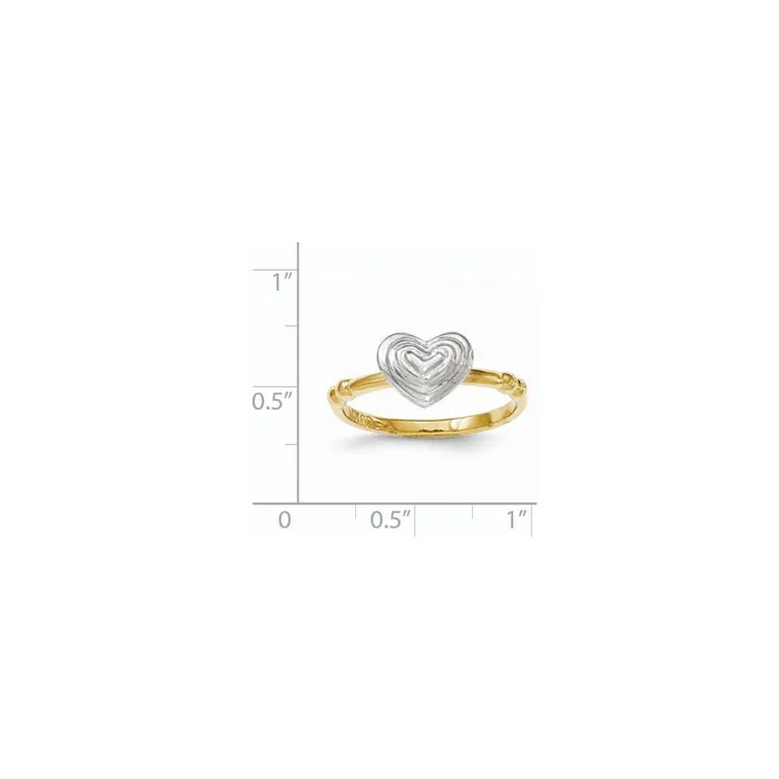 14k TwoTone Gold with White Polished Heart Ring Goldia Rings