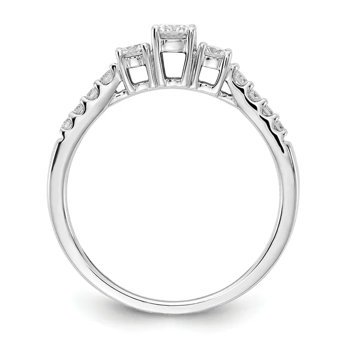 14k White Gold 12 Ct Lab Grown Diamond VSSI G Three Stone Engagement Ring Goldia Rings