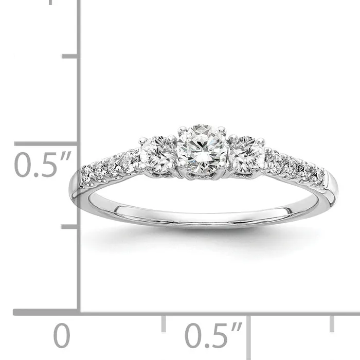 14k White Gold 12 Ct Lab Grown Diamond VSSI G Three Stone Engagement Ring Goldia Rings
