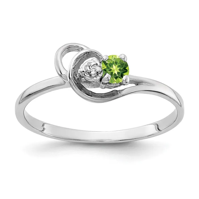 14k White Gold 3mm Peridot AA Real Diamond ring Goldiacom Rings