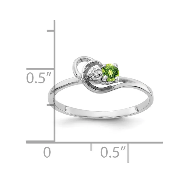 14k White Gold 3mm Peridot AA Real Diamond ring Goldiacom Rings
