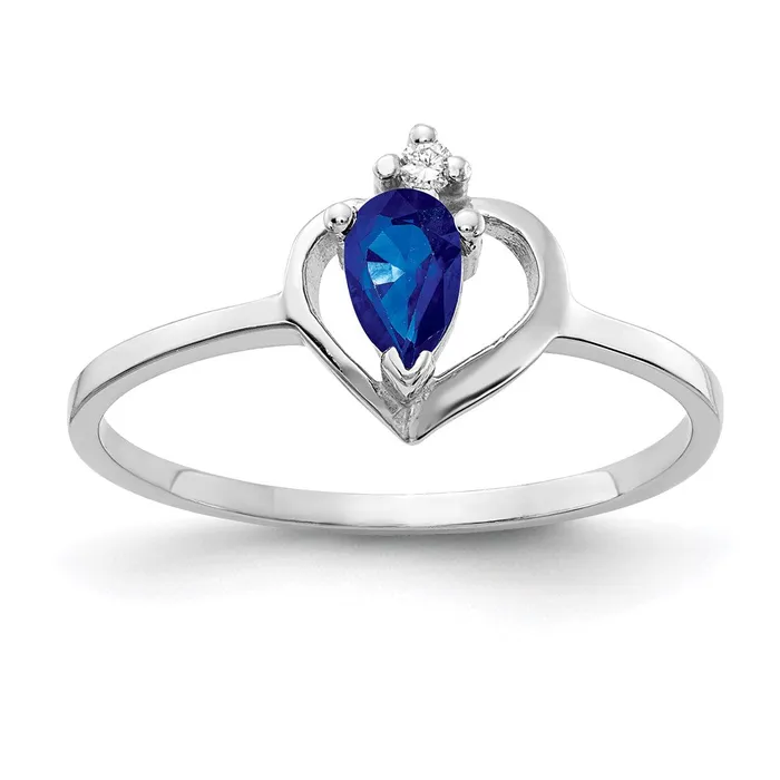 14k White Gold 5x3mm Pear Sapphire A Real Diamond ring Goldia Rings