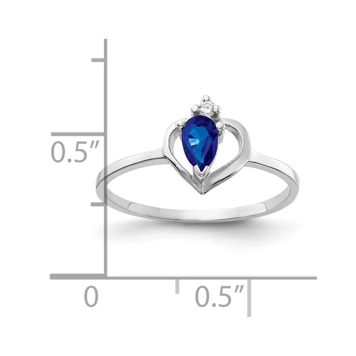 14k White Gold 5x3mm Pear Sapphire A Real Diamond ring Goldia Rings