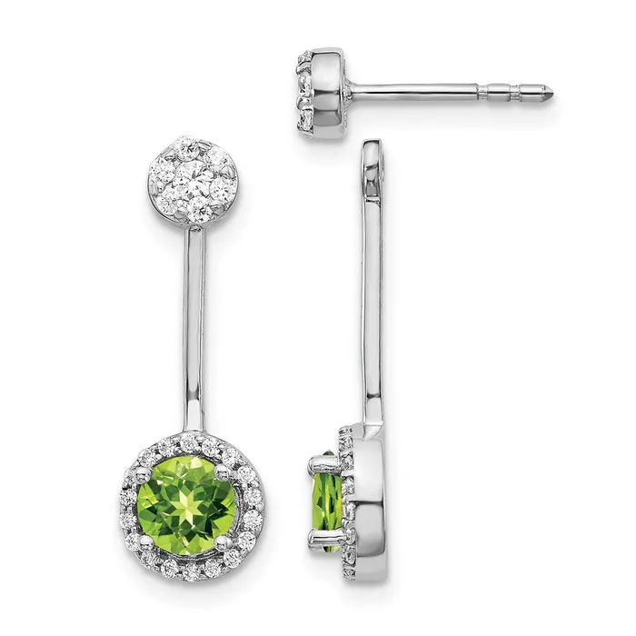 14k White Gold Real Diamond Peridot Earrings Goldia Earrings