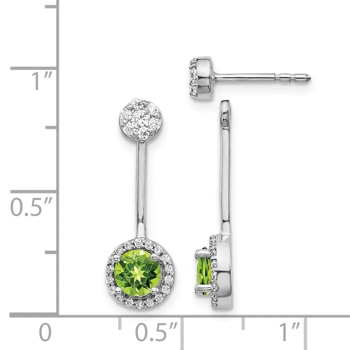 14k White Gold Real Diamond Peridot Earrings Goldia Earrings