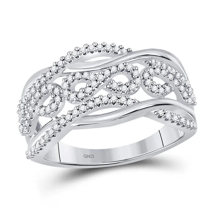 14k White Gold Round Diamond Infinity Band Ring 13 Cttw gndatlanta Rings