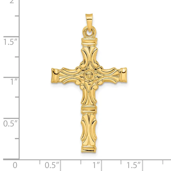 14k Yellow Gold Polished Solid Fancy Design Cross Pendant Goldia Necklaces