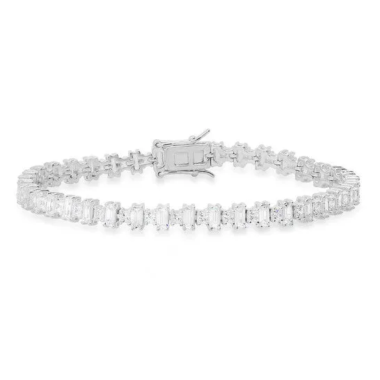 Bracelets JMS always Original Kylie Harper Stering Silver Princess Baguettecut Cubic Zirconia CZ Tennis Bracelet 725 Bracelets JMS always Original Kylie Harper Stering Silver Princess Baguettecut Cubic Zirconia CZ Tennis Bracelet 725