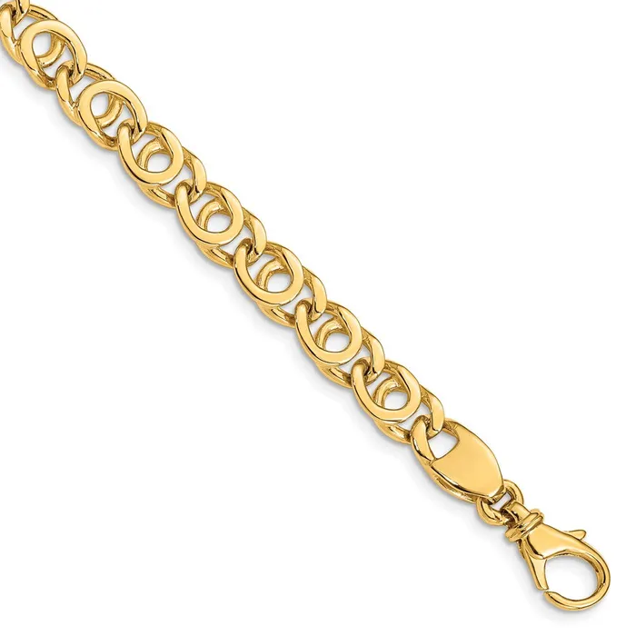 Bracelets Solid 14K Yellow Gold 9 inch 7mm Hand Polished Fancy Link with Fancy Lobster Clasp Bracelet MDS Bracelets Solid 14K Yellow Gold 9 inch 7mm Hand Polished Fancy Link with Fancy Lobster Clasp Bracelet MDS