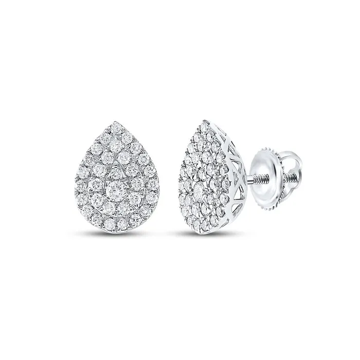 Earrings gndatlanta 14k White Gold Round Diamond Teardrop Cluster Earrings 12 Cttw Earrings gndatlanta 14k White Gold Round Diamond Teardrop Cluster Earrings 12 Cttw