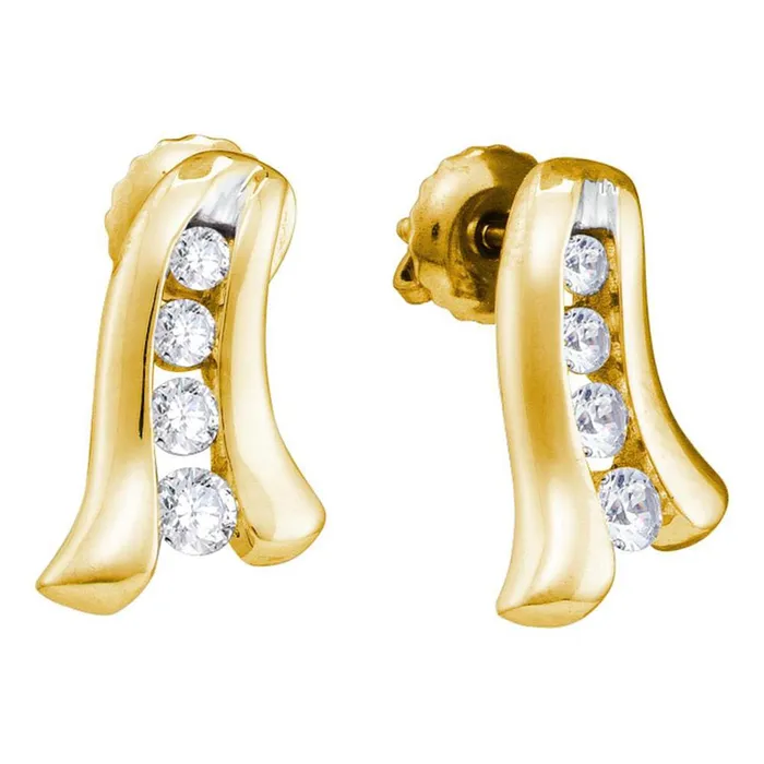 Earrings gndatlanta 14k Yellow Gold Round Diamond Fashion Earrings 13 Cttw Earrings gndatlanta 14k Yellow Gold Round Diamond Fashion Earrings 13 Cttw