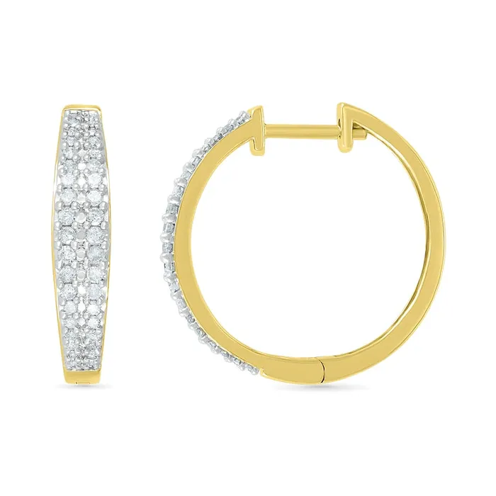 Earrings Goldia 05 CT TW Diamond Double Row Hoop Earrings in 10K Gold Earrings Goldia 05 CT TW Diamond Double Row Hoop Earrings in 10K Gold