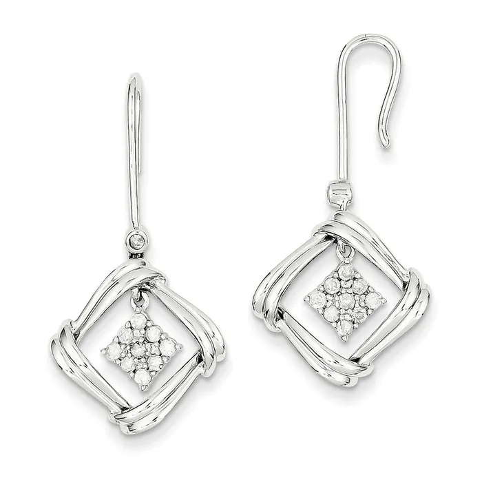 Earrings Goldia 14k White Gold Real Diamond Frenchwire Earrings