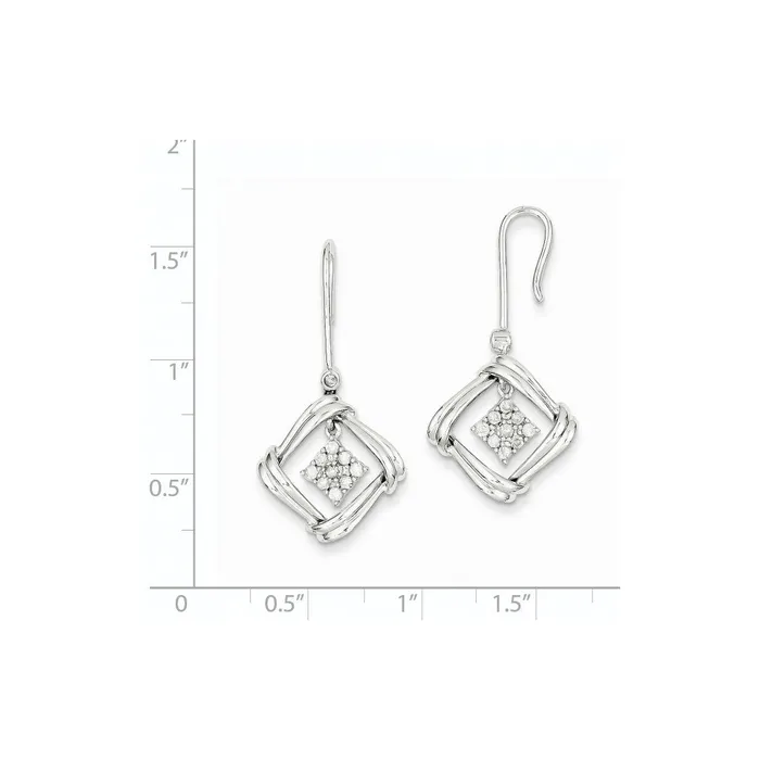 Earrings Goldia 14k White Gold Real Diamond Frenchwire Earrings