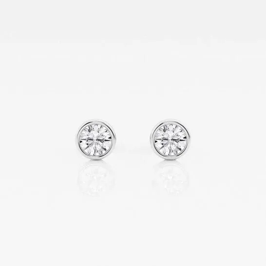 Earrings JMS always Original Brilliant Diamond 14KT White Gold 12 cttw RoundCut Lab Grown Diamond Bezel Set Solitaire Stud Earrings for Women GSI Earrings JMS always Original Brilliant Diamond 14KT White Gold 12 cttw RoundCut Lab Grown Diamond Bezel Set Solitaire Stud Earrings for Women GSI
