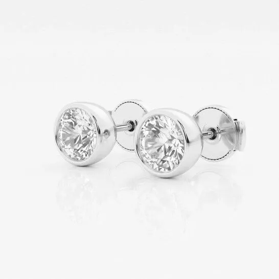 Earrings JMS always Original Brilliant Diamond 14KT White Gold 12 cttw RoundCut Lab Grown Diamond Bezel Set Solitaire Stud Earrings for Women GSI Earrings JMS always Original Brilliant Diamond 14KT White Gold 12 cttw RoundCut Lab Grown Diamond Bezel Set Solitaire Stud Earrings for Women GSI