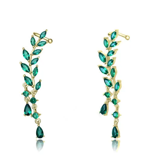 Earrings JMS always Original Megan Walford Sterling Silver with 14K Gold Plated and Emerald Cubic Zirconia Ear Cuff Earrings Earrings JMS always Original Megan Walford Sterling Silver with 14K Gold Plated and Emerald Cubic Zirconia Ear Cuff Earrings