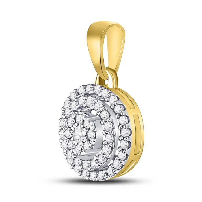 gndatlanta Necklaces 10k Yellow Gold Round Diamond Fashion Cluster Pendant 18 Cttw