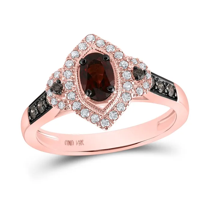 gndatlanta Rings 14k Rose Gold Oval Garnet Diamond Solitaire Ring 78 Cttw