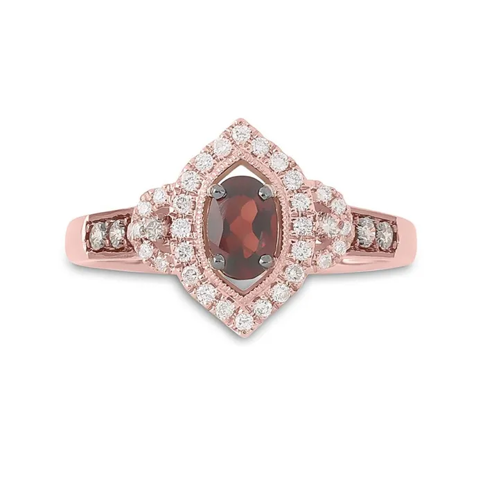 gndatlanta Rings 14k Rose Gold Oval Garnet Diamond Solitaire Ring 78 Cttw