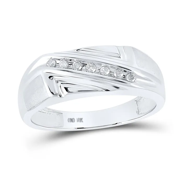 gndatlanta Rings 14k White Gold Round Diamond Diagonal Row Wedding Band Ring 18 Cttw