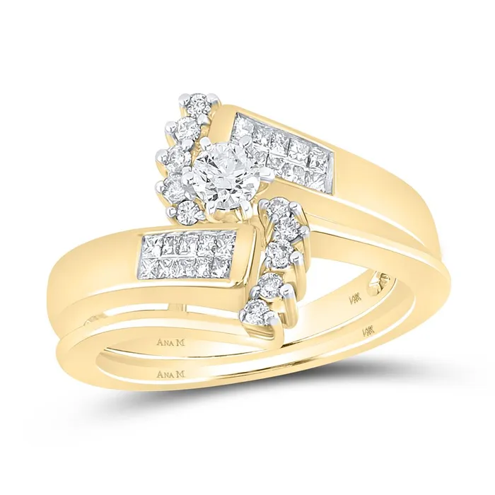 gndatlanta Rings 14k Yellow Gold Round Diamond Bridal Wedding Ring Set 12 Cttw Certified