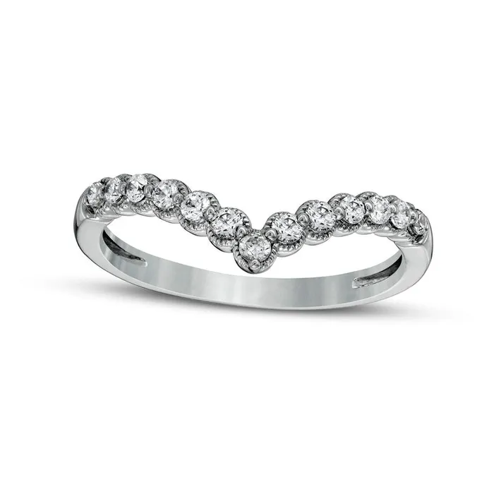Goldia 025 CT TW Natural Diamond Contour Antique VintageStyle Anniversary Band in Solid 14K White Gold Rings Goldia 025 CT TW Natural Diamond Contour Antique VintageStyle Anniversary Band in Solid 14K White Gold Rings