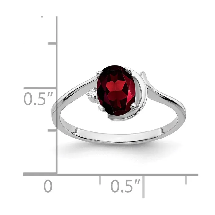 goldiaca Rings 14k White Gold 7x5mm Oval Garnet AAA Real Diamond ring