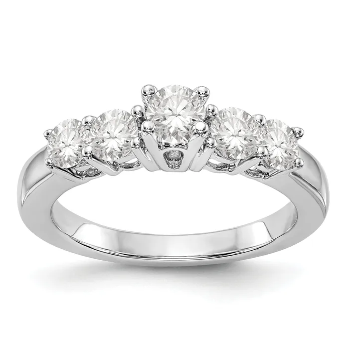 Goldiacom Rings 14K White Gold 5 Stone Diamond Engagement Ring