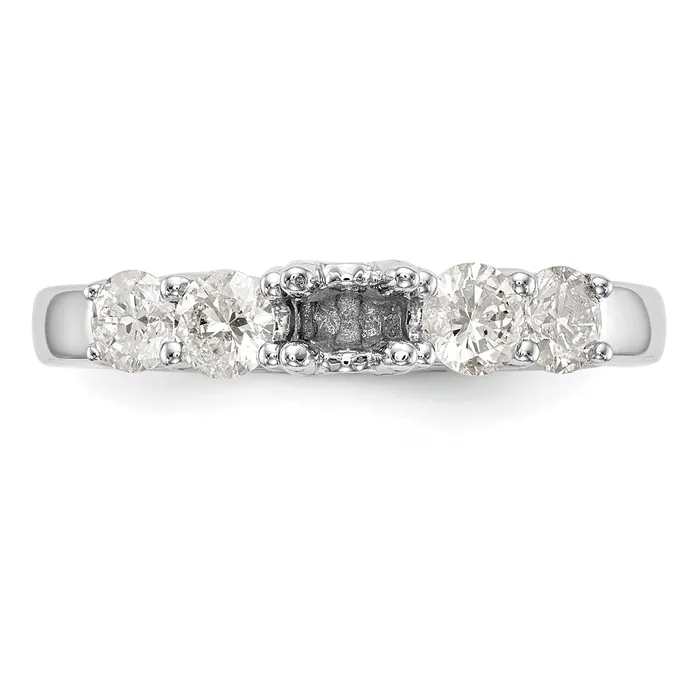 Goldiacom Rings 14K White Gold 5 Stone Diamond Engagement Ring