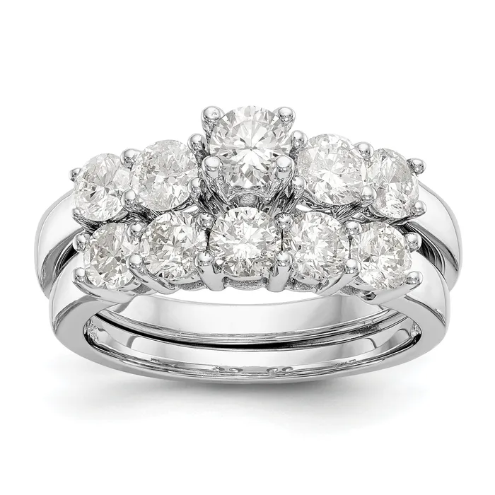 Goldiacom Rings 14K White Gold 5 Stone Diamond Engagement Ring