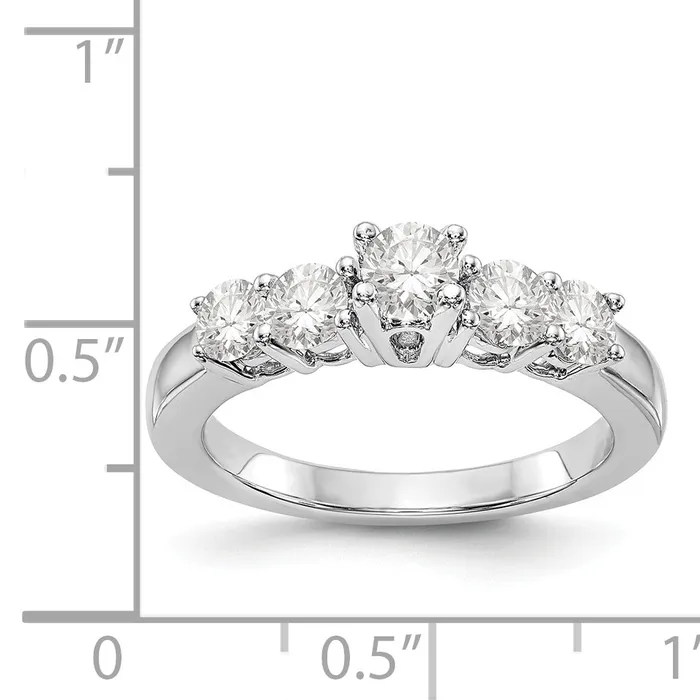 Goldiacom Rings 14K White Gold 5 Stone Diamond Engagement Ring